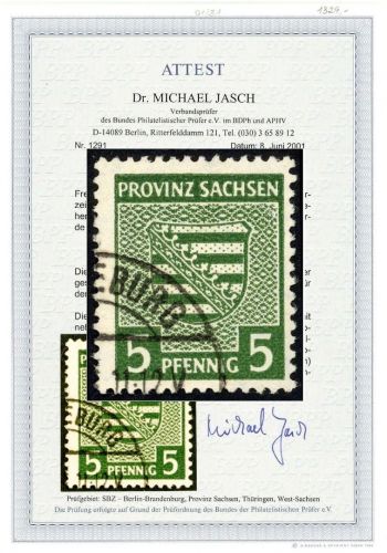 Prov. Sachsen Mi 75 Yb ° einwandfrei, FA Dr. Jasch BPP, ME 600€