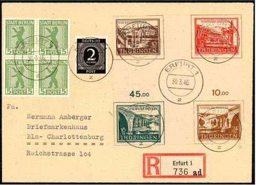 Thüringen HZ 1 FDC mit Attest Zierer BPP, sehr selten !