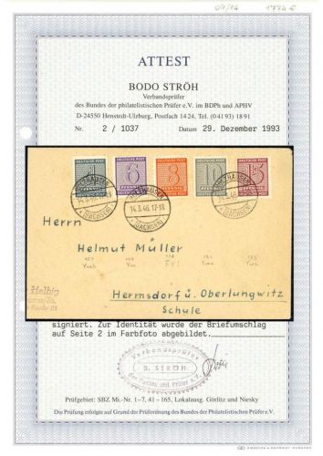 West Sachsen Mi 118 FY und weitere auf Brief, FA Ströh BOO, ME 2.500€