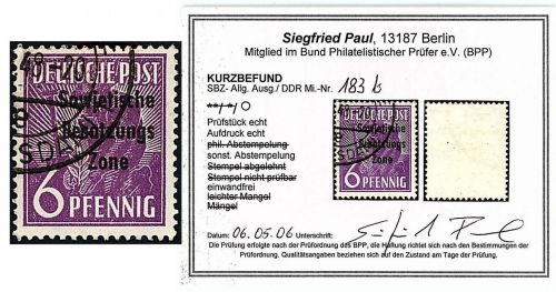 SBZ Mi 183 b ° , KB Paul BPP, ME 200€