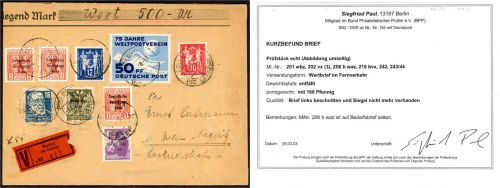SBZ/DDR Mi 201-244 Wertbrief, KB Paul BPP