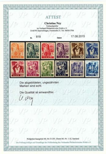 Saarland 207 ZU - 222 XU ** einwandfrei, Attest Ney VP, ME 3.438€