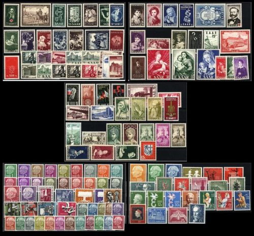 Saarland 1951-1959 komplett, mi 304-448 **, ME 405€
