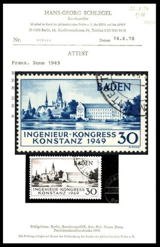 Baden Mi 46 II ° Konstanz, mit Attest Schlegel BPP, ME 1.900