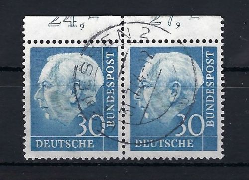 Bund 1954, Mi 187 ° Waagerechtes Paar mit einem Teil des Oberrands