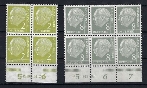 Bund 1954, Mi 177 + 182 je ** einwandfrei mit HAN 15186.54 / 915404