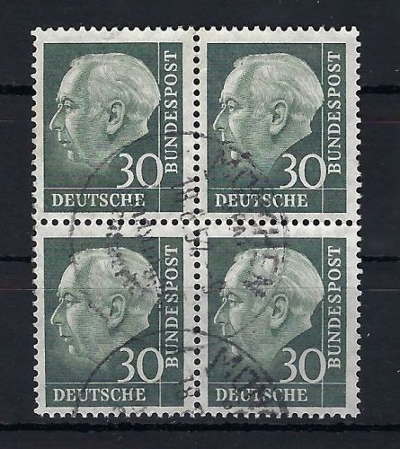 Bund 1954, Mi 259xv ° 4er-Bl. einwandfrei, gp. Schlegel BPP, ME 300€