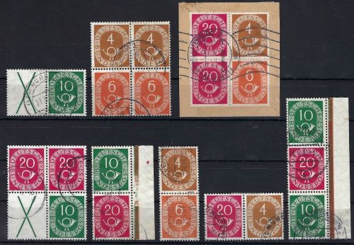 Bund Zusammendrucke, kleine gestemp. Zusammenstellung Posthorn ZD´s