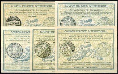 Inter. Antwortscheine DR Muster Rom 1907, Mi IAS 1 - IAS 7, ME 645€