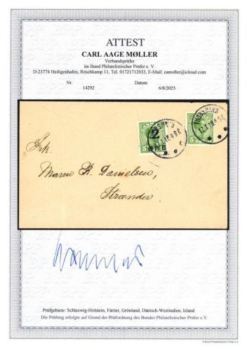 Dänemark / Färöer Mi 1 + DK 67 Ortsbrief portoger., FA Møller BPP