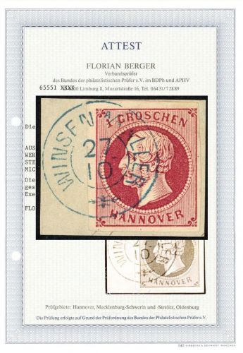 P) Hannover Mi 14 d I Luxus Briefstück, FA Berger BPP