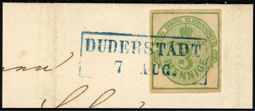 P) Hannover Mi 20 Luxus Briefstück m. Ra2 Duderstadt, ME 1.200€