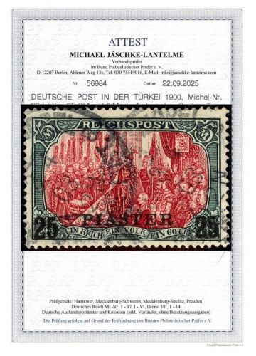 P) DAP Türkei Mi 23 I / II °, einwandfrei, FA Jäschke-L BPP, ME 550€