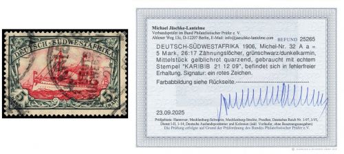 P) DSWA Mi 32 A a °, einwandfrei, Befund Jäschke-L. BPP