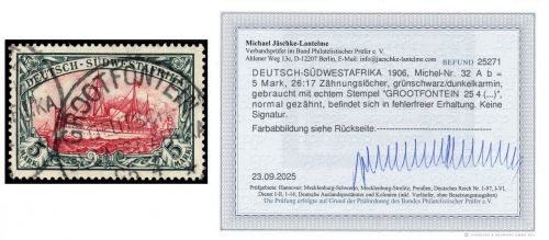 P) DSWA Mi 32 A b ° einwandfrei mit Befund Jäschke-L. BPP