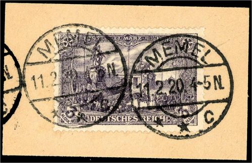 P) Memel Vorläufer Mi V 96 B II auf Luxus Briefstück, ME 400€