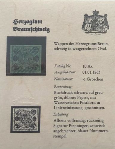 P) Braunschweig Mi 10 Ax ° vollrandig, auf DPS Sammelkarte, ME 300€