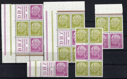 Bund Heuss I ZD´s, postfr. Lot aus MHB 3, mit S14 OR+S16 UR, ME 314€
