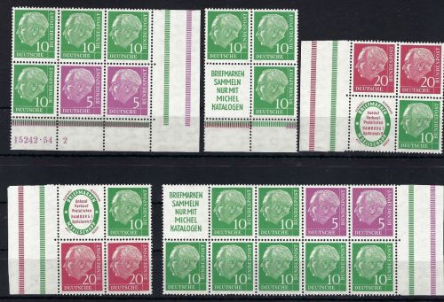 Bund Heuss I ZD´s, postfrisches Lot aus MHB 3, einwandfrei, ME 272€