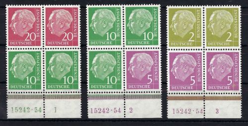 Bund Heuss I ZD´s, Mi 183xWv**, W 7**, 179xWv**, einwandrei, ME 240€