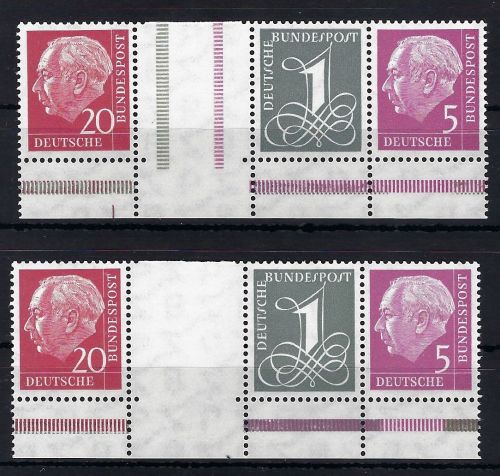 Bund Heuss I ZD´s, WZ 16 aIx/bx, WZ 16 aIx mit Strich unter 1, ME 110€