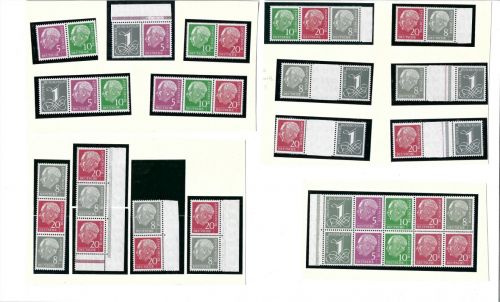 Bund Heuss I ZD´s, alle ZD ´s mit WZ YII + H-Blatt 8 YI/II, ME 860,50€
