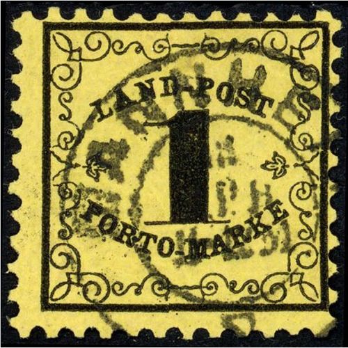 C) Baden, Landpost-Portomarken Mi 1x ° gep. W. Engel BPP, ME 400€