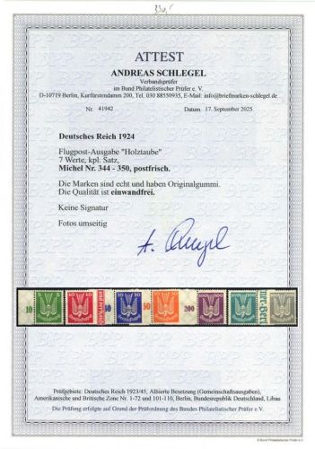 C) DR Mi 344-350 ** mit FFA Schlegel BPP (2025), ME 1.500€