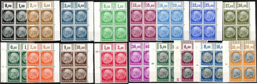 C) DR Mi 512-528 **/* Viererblock, Marken **, Ränder *, ME Marken 320€