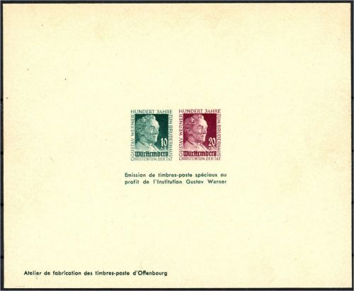 C) Fr. Zone / Württemberg, Ministerblock Mi 47 M, einwandfrei, ME 350€