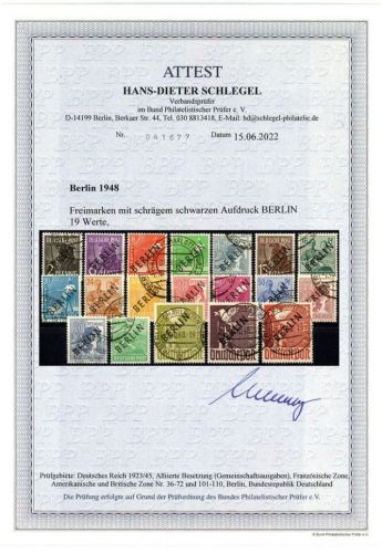 C) Berlin Mi 1 - 19 ° (ohne 20), mit FA Schlegel BPP, ME 1.650€