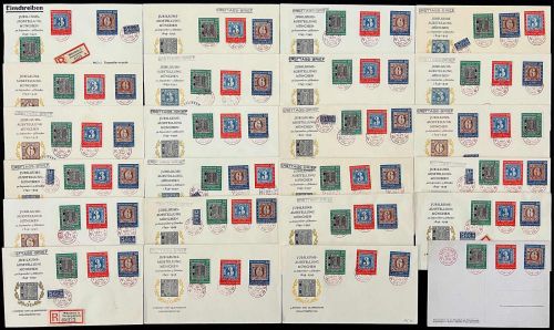 C) Bund Mi 113-115, 24 FDC´s mit rotem ESt München30.9.1949, ME 4.800€