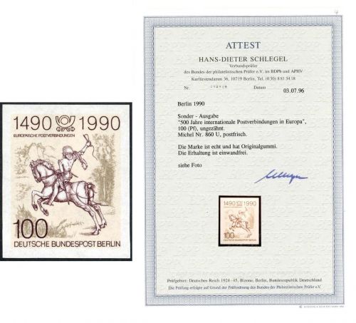 C) Berlin Mi 860 U ** einwandfrei, mit FA Schlegel BPP, ME 2.500€