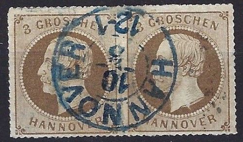 P) Hannover Mi 25 y °, waagerechtes Paar, ME 250€