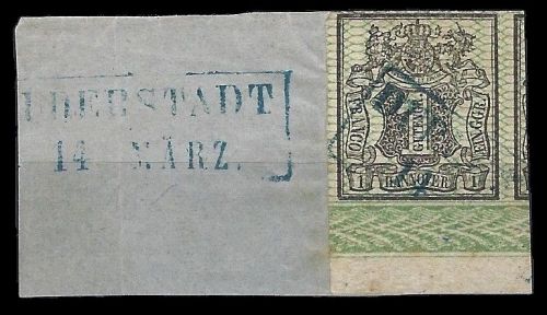 P) Hannover Mi 9 y vollrandig, Unterrand mit Bordüre, Luxus Briefstück