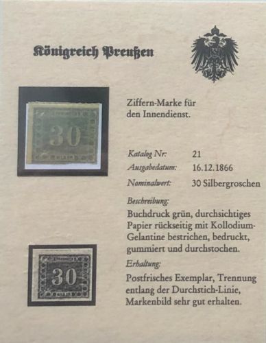 P) Preußen 21 ** auf DPS Sammelkarte, ME 300€