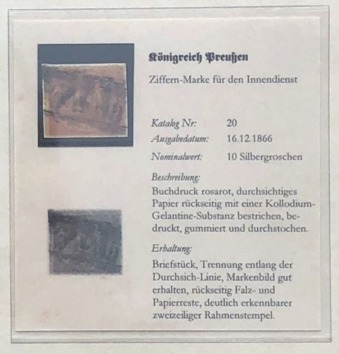 P) Preußen Mi 20° auf DPS Sammelkarte, ME 150€