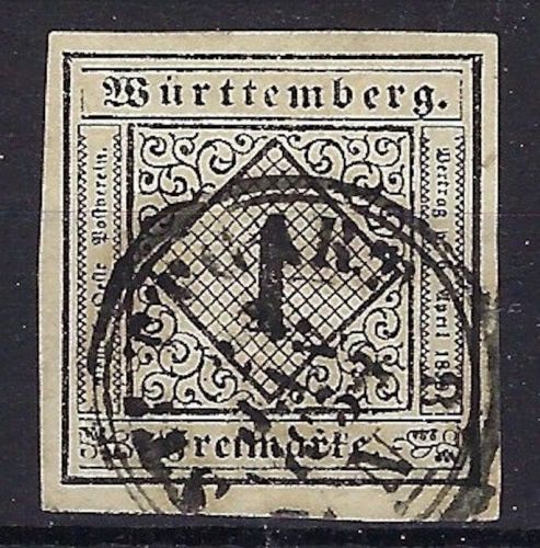 P) Württemberg Mi 1 ° breitrandig und einwandfrei, ME 130€