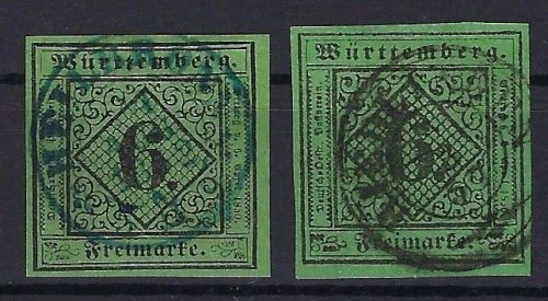 P) Württemberg Mi 3 a/b ° je voll-breitrandig und einwandfrei