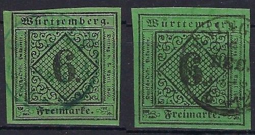 P) Württemberg Mi 3 a/b ° je voll-breitrandig und einwandfrei