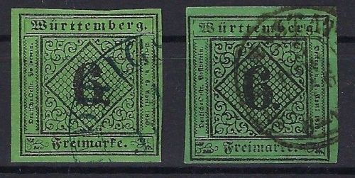 P) Württemberg Mi 3 a/b ° je voll-breitrandig und einwandfrei