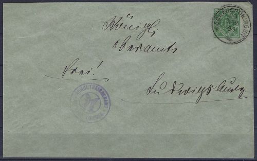P) Württemberg 1894 Ganzsache mit seltenem K1 Neckargrönningen