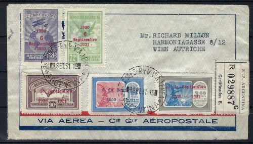 P) Argentinien, Mi 379-383, LuPo Beleg Buenos Aires n. Wien, Satzbrief