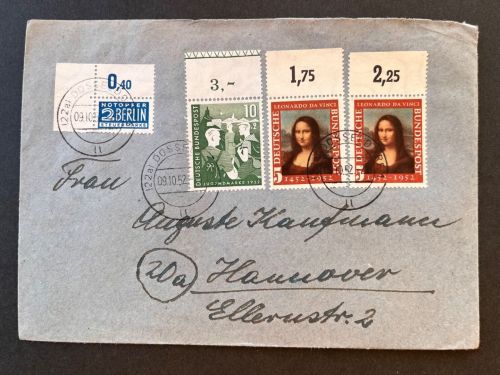 P) Bund Mi 153 OR Farbkontrollstreifen, MiF Düsseldorf n. Hannover