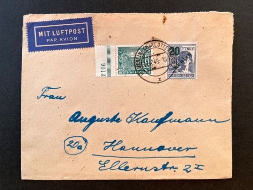 P) Berlin Mi 44 Teil HAN + 66, LuPo Berlin-Charlottenburg n. Hannover
