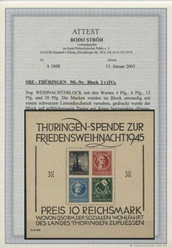 P) Thüringen Block 2 t IV ** in LUXUS Qualität, FA Ströh BPP