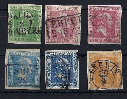 Preußen Mi 9-12 °, mit 10 a/b, 11 a/b, meist vollrandig, ME 152€