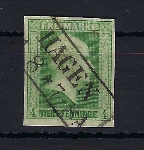 Preußen Mi 4a ° mit Ra2 Hagen, vollrandig, unten breitrandig, ME 100€