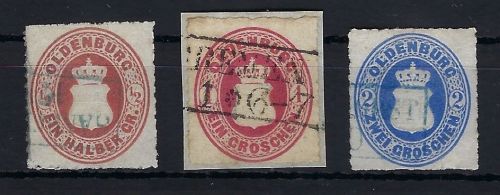 Oldenburg, Mi 16 A, 17, 18 A, je gestempelt, ME 222€
