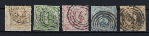 Thurn und Taxis Mi 50-54 je gestempelt, ME 360€